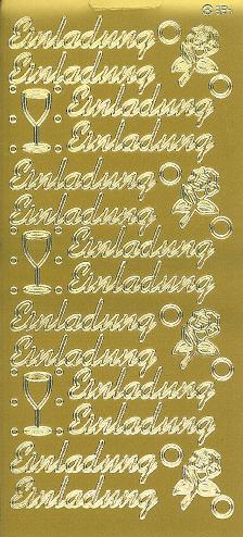 Konturensticker gold, Einladung, grosse Schrift